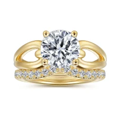 Hot Gabriel & Co. Elie - 14K Yellow Gold Round Split Shank Diamond Engagement Ring