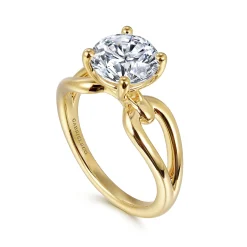 Hot Gabriel & Co. Elie - 14K Yellow Gold Round Split Shank Diamond Engagement Ring