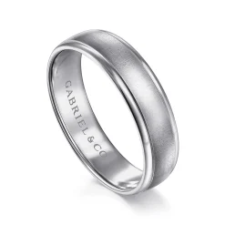 Best Gabriel & Co. Elijah - 14K White Gold 6mm - Men's Wedding Band in Sandblast Finish