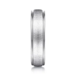 Best Gabriel & Co. Elijah - 14K White Gold 6mm - Men's Wedding Band in Sandblast Finish