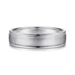 Best Gabriel & Co. Elijah - 14K White Gold 6mm - Men's Wedding Band in Sandblast Finish