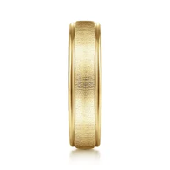 New Gabriel & Co. Elijah - 14K Yellow Gold 6mm - Men's Wedding Band in Sandblast Finish