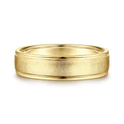 New Gabriel & Co. Elijah - 14K Yellow Gold 6mm - Men's Wedding Band in Sandblast Finish