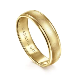 New Gabriel & Co. Elijah - 14K Yellow Gold 6mm - Men's Wedding Band in Sandblast Finish