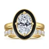 Discount Gabriel & Co. Eli - 14K Yellow Gold Compass Bezel Prong Enamel Black Oval Diamond Engagement Ring