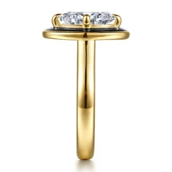 Discount Gabriel & Co. Eli - 14K Yellow Gold Compass Bezel Prong Enamel Black Oval Diamond Engagement Ring