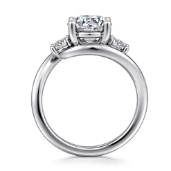 Best Gabriel & Co. Elin - 14K White Gold Round Three Stone Diamond Engagement Ring
