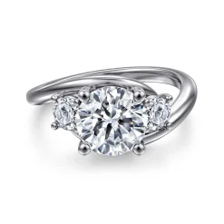 Best Gabriel & Co. Elin - 14K White Gold Round Three Stone Diamond Engagement Ring