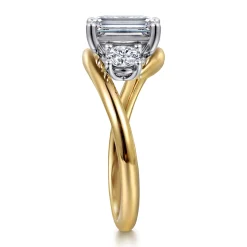 Outlet Gabriel & Co. Elin - 14K White-Yellow Gold Emerald Cut Three Stone Diamond Engagement Ring