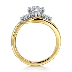 Outlet Gabriel & Co. Elin - 14K White-Yellow Gold Marquise Shape Three Stone Diamond Engagement Ring