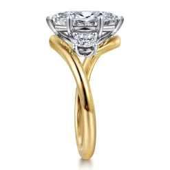 Outlet Gabriel & Co. Elin - 14K White-Yellow Gold Marquise Shape Three Stone Diamond Engagement Ring
