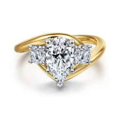 Outlet Gabriel & Co. Elin - 14K White-Yellow Gold Pear Shape Three Stone Diamond Engagement Ring