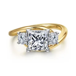 Gabriel & Co. Elin - 14K White-Yellow Gold Princess Cut Three Stone Diamond Engagement Ring