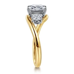 Gabriel & Co. Elin - 14K White-Yellow Gold Princess Cut Three Stone Diamond Engagement Ring