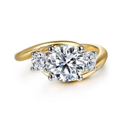 Hot Gabriel & Co. Elin - 14K White-Yellow Gold Round Bypass Three Stone Diamond Engagement Ring