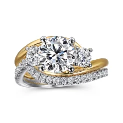Hot Gabriel & Co. Elin - 14K White-Yellow Gold Round Bypass Three Stone Diamond Engagement Ring