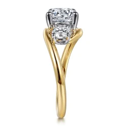Hot Gabriel & Co. Elin - 14K White-Yellow Gold Round Bypass Three Stone Diamond Engagement Ring