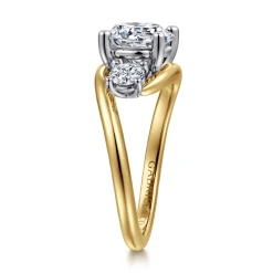 Discount Gabriel & Co. Elin - 14K White-Yellow Gold Round Three Stone Diamond Engagement Ring
