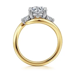 Discount Gabriel & Co. Elin - 14K White-Yellow Gold Round Three Stone Diamond Engagement Ring