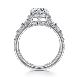 Clearance Gabriel & Co. Elisse - 14K White Gold Wide Band Round Diamond Engagement Ring