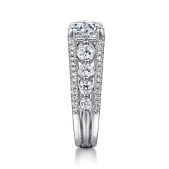 Clearance Gabriel & Co. Elisse - 14K White Gold Wide Band Round Diamond Engagement Ring