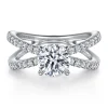 Sale Gabriel & Co. Elite - 14K White Gold Split Shank Round Diamond Engagement Ring