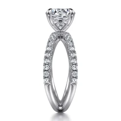 Sale Gabriel & Co. Elite - 14K White Gold Split Shank Round Diamond Engagement Ring
