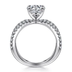 Sale Gabriel & Co. Elite - 14K White Gold Split Shank Round Diamond Engagement Ring