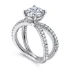 Outlet Gabriel & Co. Elite - 14K White Gold Split Shank Round Diamond Engagement Ring