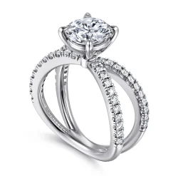 Outlet Gabriel & Co. Elite - 14K White Gold Split Shank Round Diamond Engagement Ring