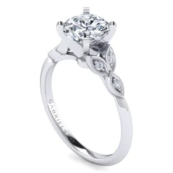 Best Gabriel & Co. Eliza - 14K White Gold Round Diamond Engagement Ring