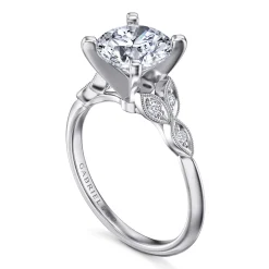 Hot Gabriel & Co. Eliza - Vintage Inspired 14K White Gold Split Shank Round Diamond Engagement Ring