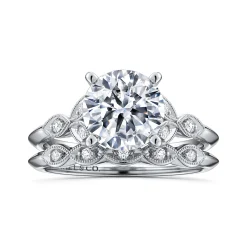 Hot Gabriel & Co. Eliza - Vintage Inspired 14K White Gold Split Shank Round Diamond Engagement Ring