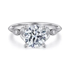 Hot Gabriel & Co. Eliza - Vintage Inspired 14K White Gold Split Shank Round Diamond Engagement Ring