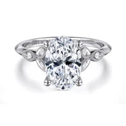 Online Gabriel & Co. Eliza - Vintage Inspired 14K White Gold Split Shank Oval Diamond Engagement Ring