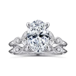 Online Gabriel & Co. Eliza - Vintage Inspired 14K White Gold Split Shank Oval Diamond Engagement Ring