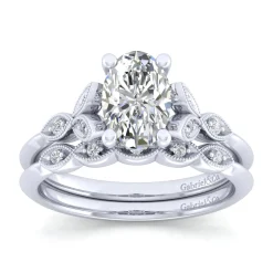 Hot Gabriel & Co. Eliza - Vintage Inspired 14K White Gold Split Shank Oval Diamond Engagement Ring