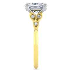 Best Gabriel & Co. Eliza - Vintage Inspired 14K White-Yellow Gold Split Shank Oval Diamond Engagement Ring