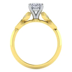 Best Gabriel & Co. Eliza - Vintage Inspired 14K White-Yellow Gold Split Shank Oval Diamond Engagement Ring