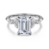 Discount Gabriel & Co. Eliza - Vintage Inspired 14K White Gold Split Shank Emerald Cut Diamond Engagement Ring