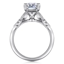 Discount Gabriel & Co. Eliza - Vintage Inspired 14K White Gold Split Shank Emerald Cut Diamond Engagement Ring