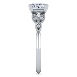 Best Gabriel & Co. Eliza - Vintage Inspired 14K White Gold Split Shank Princess Cut Diamond Engagement Ring
