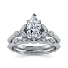 New Gabriel & Co. Eliza - Vintage Inspired 14K White Gold Split Shank Pear Shape Diamond Engagement Ring