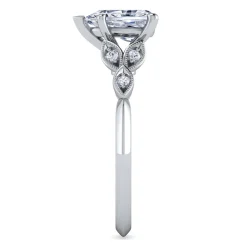 New Gabriel & Co. Eliza - Vintage Inspired 14K White Gold Split Shank Pear Shape Diamond Engagement Ring