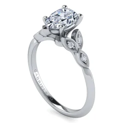 New Gabriel & Co. Eliza - Vintage Inspired 14K White Gold Split Shank Pear Shape Diamond Engagement Ring