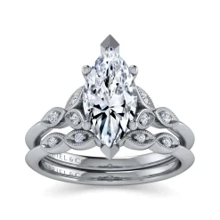 Gabriel & Co. Eliza - Vintage Inspired 14K White Gold Split Shank Marquise Shape Diamond Engagement Ring