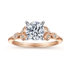 Gabriel & Co. Eliza - Vintage Inspired 14K White-Rose Gold Split Shank Round Diamond Engagement Ring