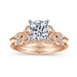 Gabriel & Co. Eliza - Vintage Inspired 14K White-Rose Gold Split Shank Round Diamond Engagement Ring