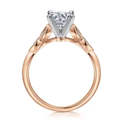 Gabriel & Co. Eliza - Vintage Inspired 14K White-Rose Gold Split Shank Round Diamond Engagement Ring