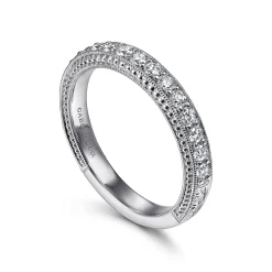 Hot Gabriel & Co. Ellise - Vintage Inspired 14K White Gold Diamond Anniversary Band - 0.5 ct